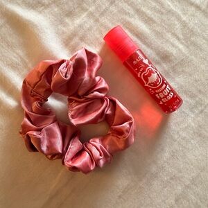 Pink Satin Scrunchie + a gloss